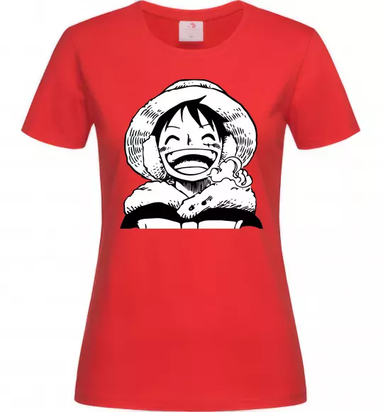 Женская футболка One Piece чб Красный фото
