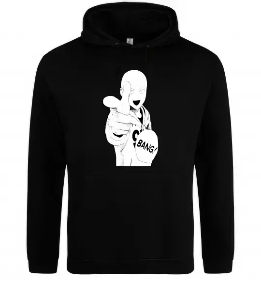 Мужская толстовка (худи) One puch man bang Черный фото