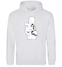 Мужская толстовка (худи) One puch man bang Серый меланж фото