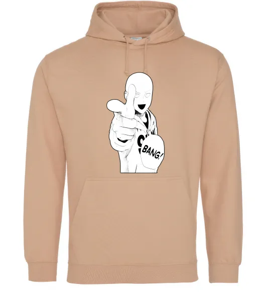 Мужская толстовка (худи) One puch man bang Песочный фото
