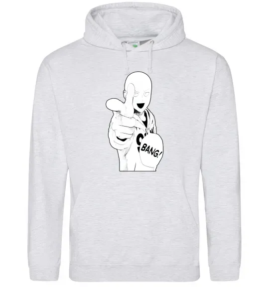 Жіноча толстовка (худі) One puch man bang Сірий меланж фото