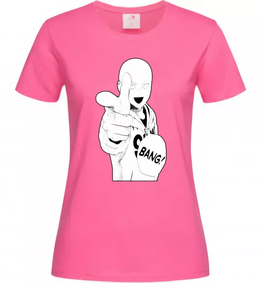 Женская футболка One puch man bang Ярко-розовый фото