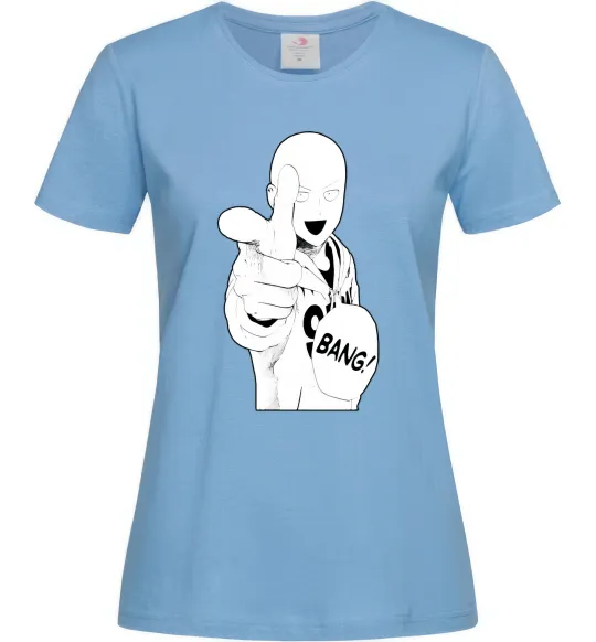 Женская футболка One puch man bang Голубой фото