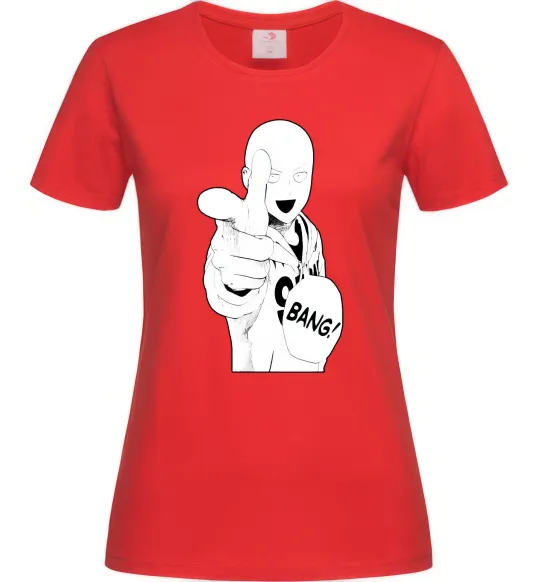 Женская футболка One puch man bang Красный фото