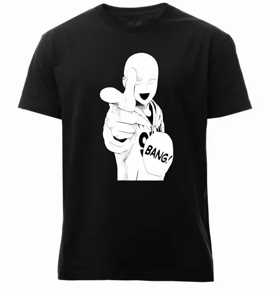 Мужская премиум футболка One puch man bang Черный фото