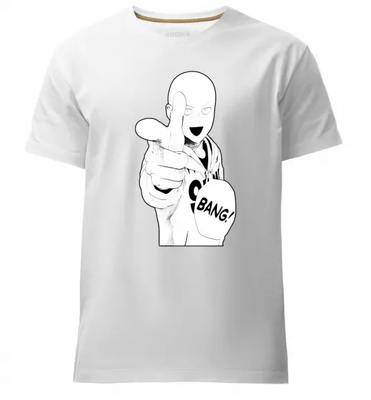 Мужская премиум футболка One puch man bang Белый фото