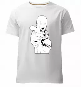 Мужская премиум футболка One Punch Man yellow Белый фото