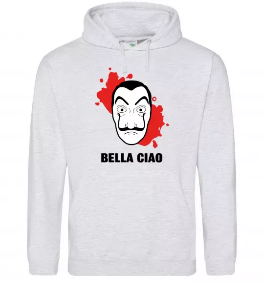 Женская толстовка (худи) BELLA CIAO пятна Серый меланж фото