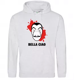 Женская толстовка (худи) BELLA CIAO пятна Серый меланж фото