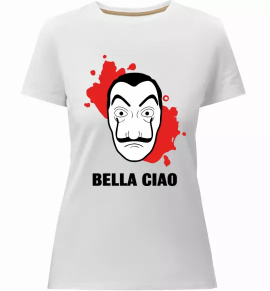 Женская премиум футболка BELLA CIAO пятна Белый фото