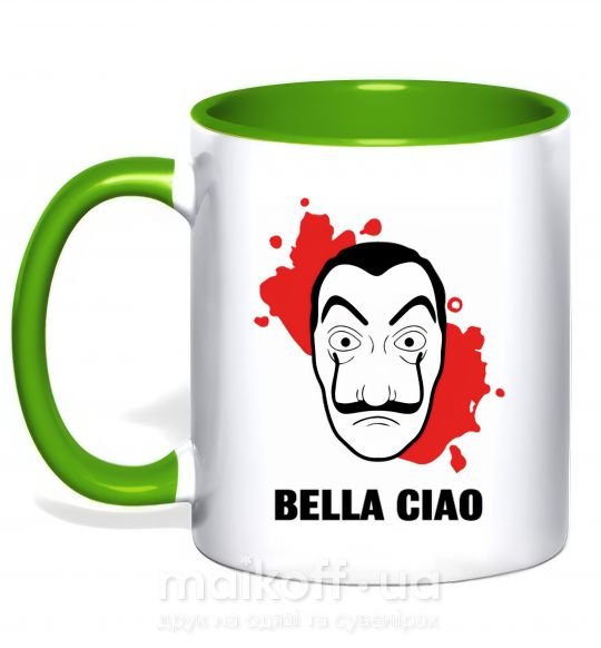 Чашка с цветной ручкой BELLA CIAO пятна Зеленый фото