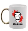 Чашка з кольоровою ручкою BELLA CIAO пятна Золото фото