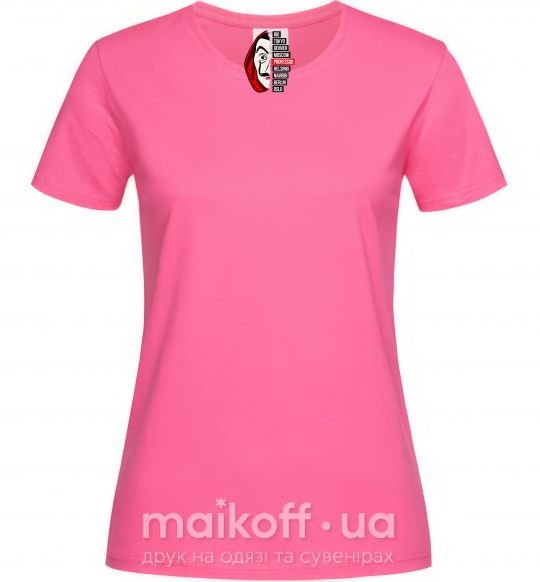 Женская футболка Бумажный дом профессор Ярко-розовый фото