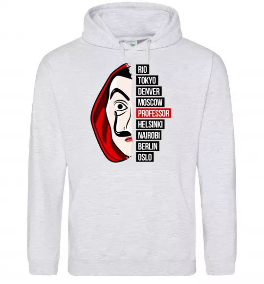 Чоловіча толстовка (худі) Паперовий дім професор Сірий меланж фото