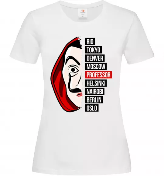 Жіноча футболка Паперовий дім професор Білий фото