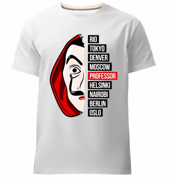 Мужская премиум футболка Паперовий дім професор Белый фото