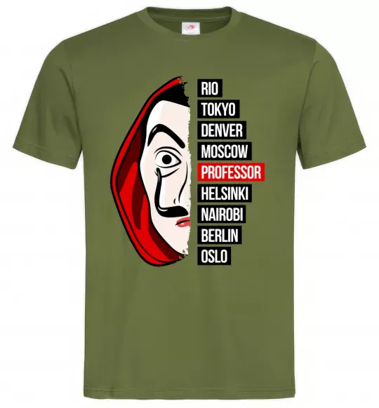 Мужская футболка Паперовий дім професор Оливковый фото