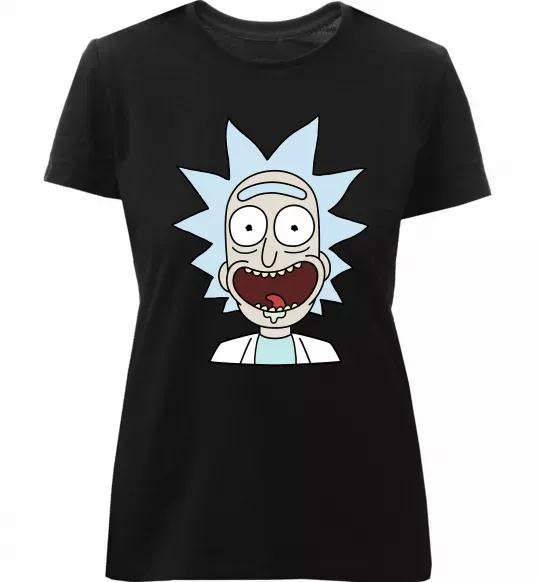 Женская премиум футболка Рік щасливий Черный фото