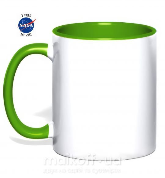 Чашка з кольоровою ручкою I need NASA Зелений фото