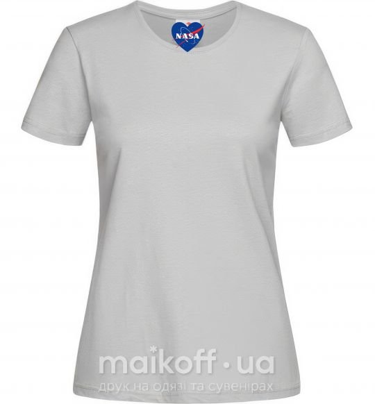 Жіноча футболка Nasa logo сердце Сірий фото