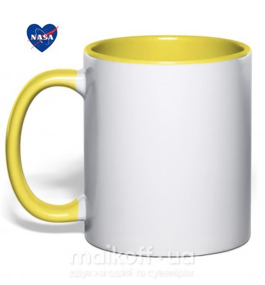 Чашка с цветной ручкой Nasa logo сердце Солнечно желтый фото