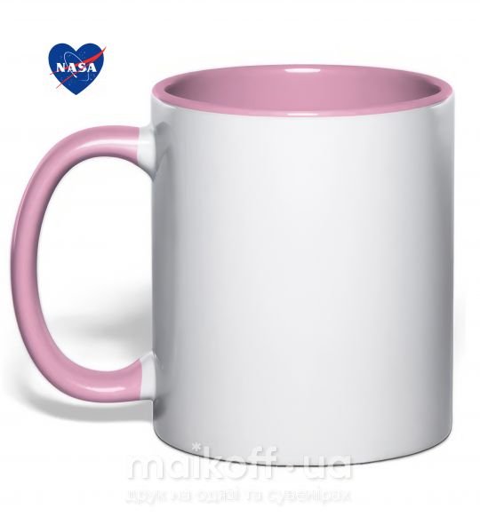 Чашка з кольоровою ручкою Nasa logo сердце Ніжно рожевий фото