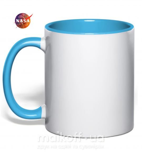 Чашка з кольоровою ручкою Nasa logo космос Блакитний фото