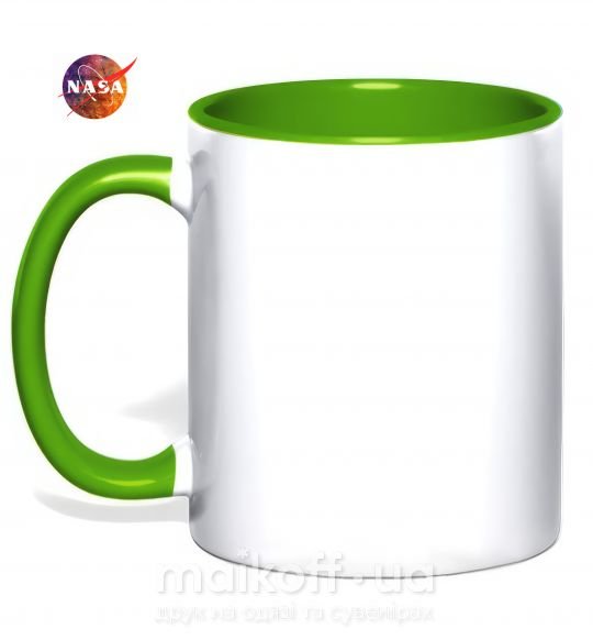 Чашка з кольоровою ручкою Nasa logo космос Зелений фото