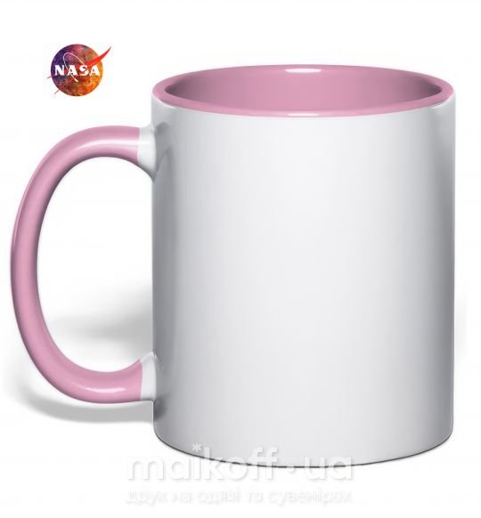 Чашка з кольоровою ручкою Nasa logo космос Ніжно рожевий фото