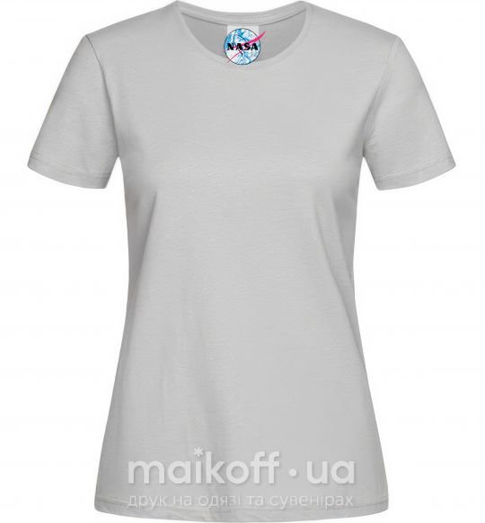 Женская футболка Nasa logo разводы Серый фото
