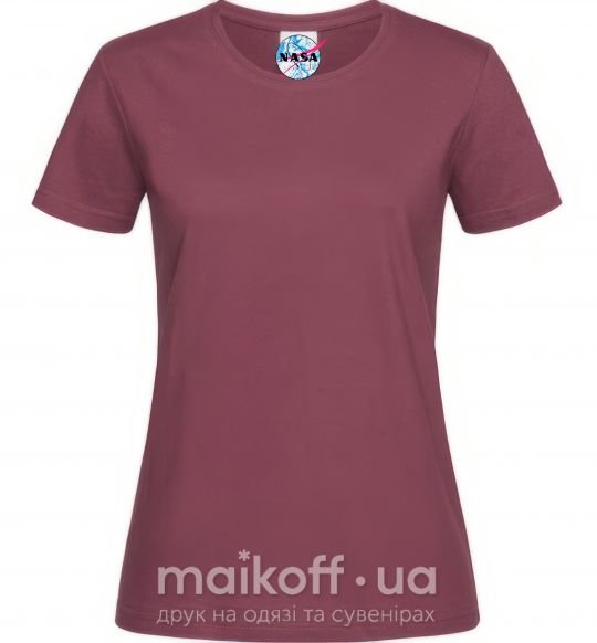 Женская футболка Nasa logo разводы Бордовый фото