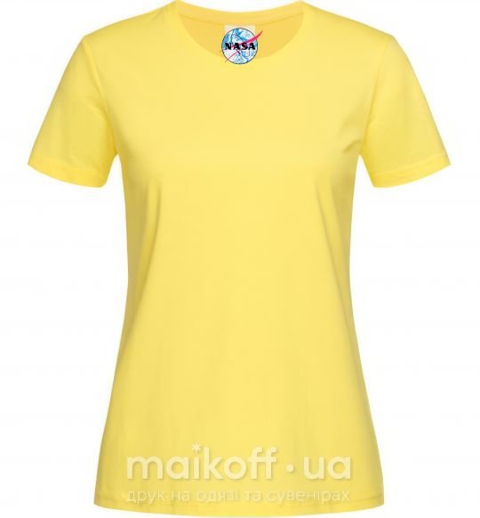 Женская футболка Nasa logo разводы Лимонный фото