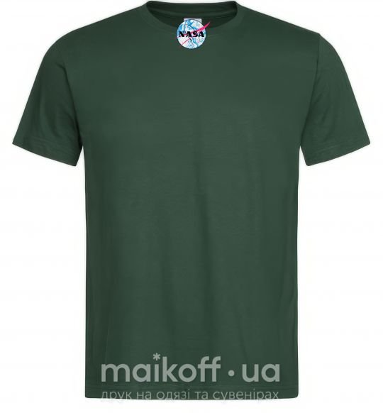 Мужская футболка Nasa logo разводы Темно-зеленый фото