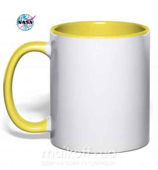 Чашка с цветной ручкой Nasa logo разводы Солнечно желтый фото