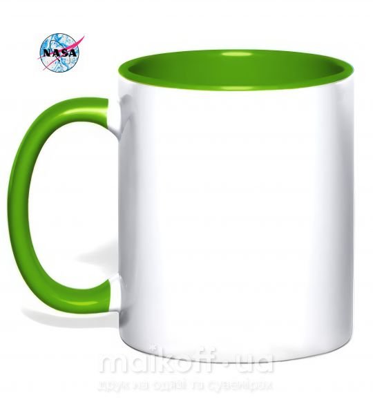 Чашка з кольоровою ручкою Nasa logo разводы Зелений фото