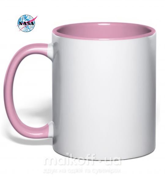 Чашка з кольоровою ручкою Nasa logo разводы Ніжно рожевий фото