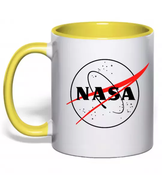Чашка с цветной ручкой Nasa logo контур Солнечно желтый фото
