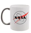 Чашка с цветной ручкой Nasa logo контур Серебро фото