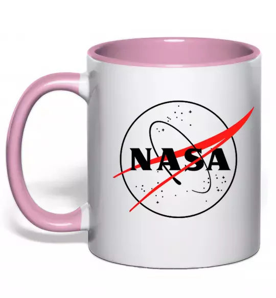 Чашка с цветной ручкой Nasa logo контур Нежно розовый фото