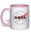 Чашка с цветной ручкой Nasa logo контур Нежно розовый фото