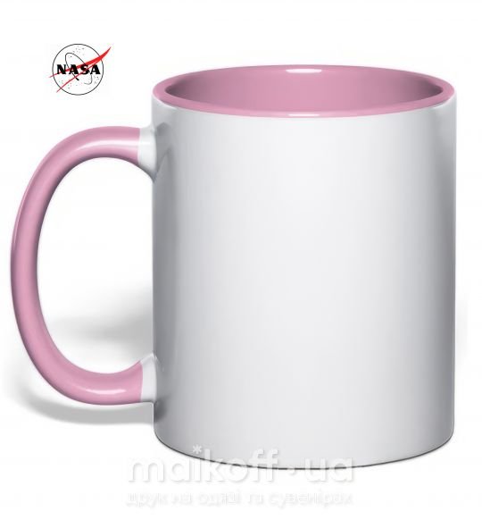 Чашка з кольоровою ручкою Nasa logo контур Ніжно рожевий фото
