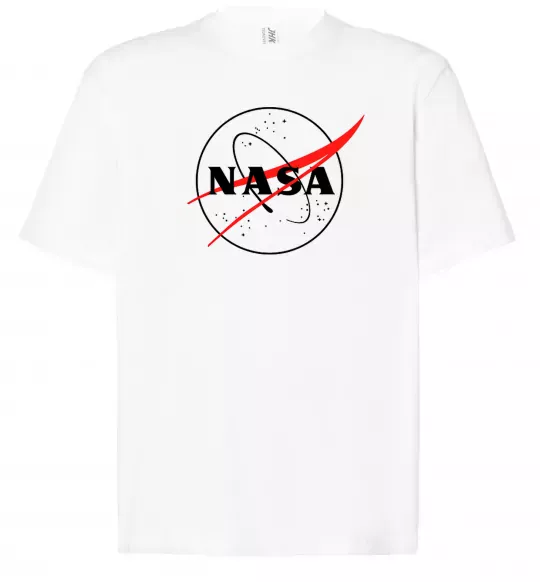 Футболка Оверсайз Nasa logo контур Білий фото