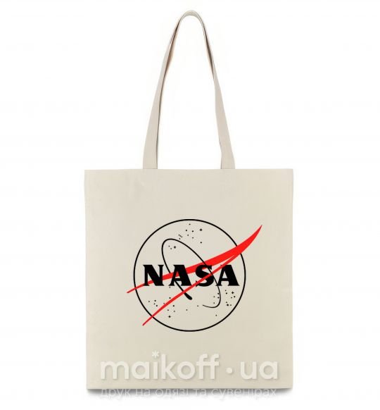 Еко-сумка Nasa logo контур Бежевий фото