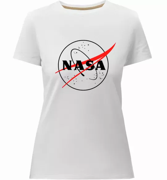 Женская премиум футболка Nasa logo контур Белый фото