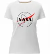 Женская премиум футболка Nasa logo контур Белый фото