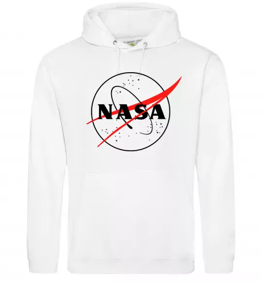 Чоловіча толстовка (худі) Nasa logo контур Білий фото