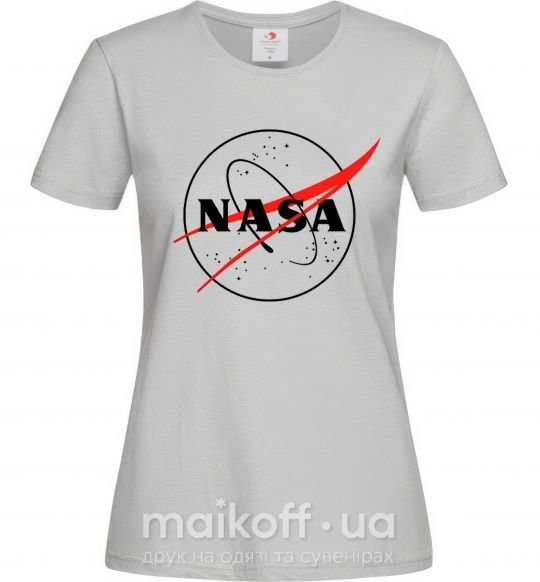 Женская футболка Nasa logo контур Серый фото