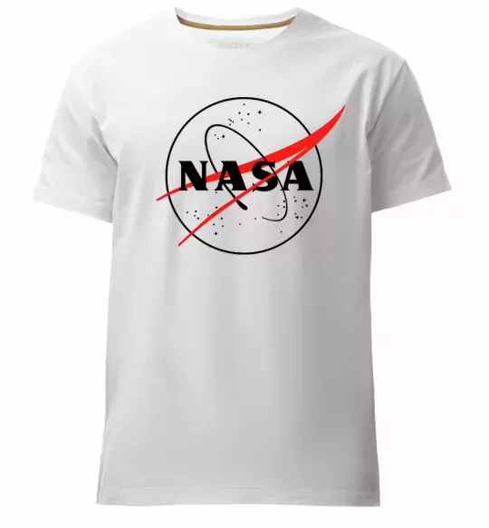 Мужская премиум футболка Nasa logo контур Белый фото