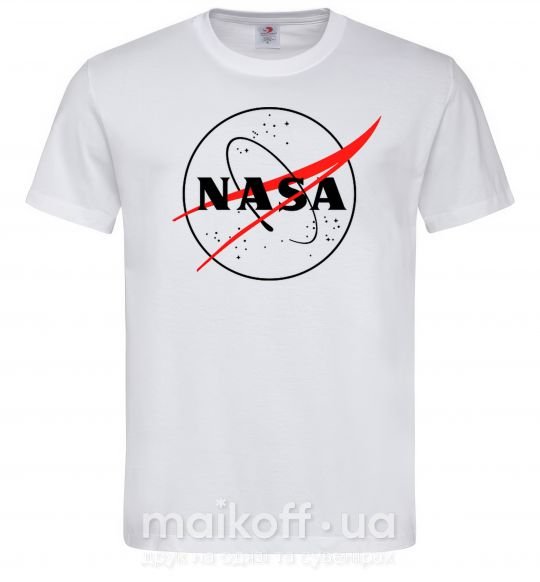 Мужская футболка Nasa logo контур Белый фото