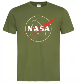 Мужская футболка Nasa logo контур Оливковый фото